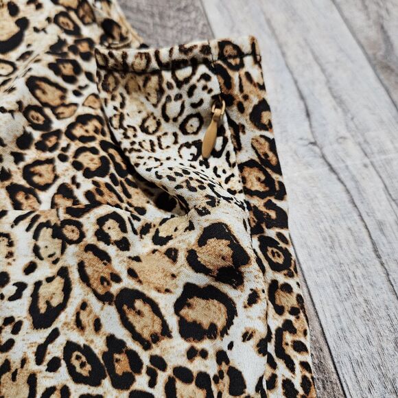 Nanette Lepore Midi Shirt Dress Leopard Animal Print Pintuck Pleated Party 14 - Picture 15 of 16